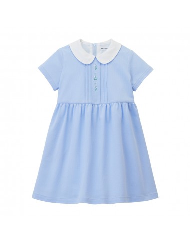 ROBE BLEU CLAIR COL CLAUDINE de pas cher