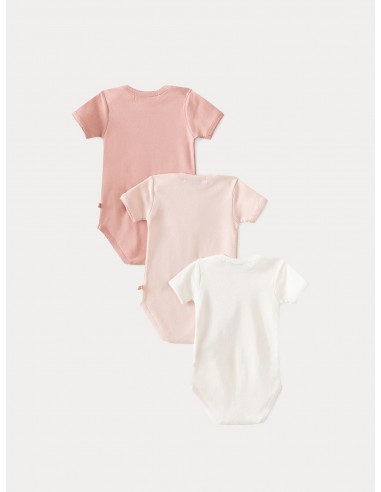 Lot de 3 bodies en coton bio bébé rose pale En savoir plus